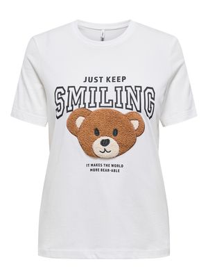 ONLTERESA LIFE REG S/S TEDDY TOP CS JRS Cloud Dancer-Smiling