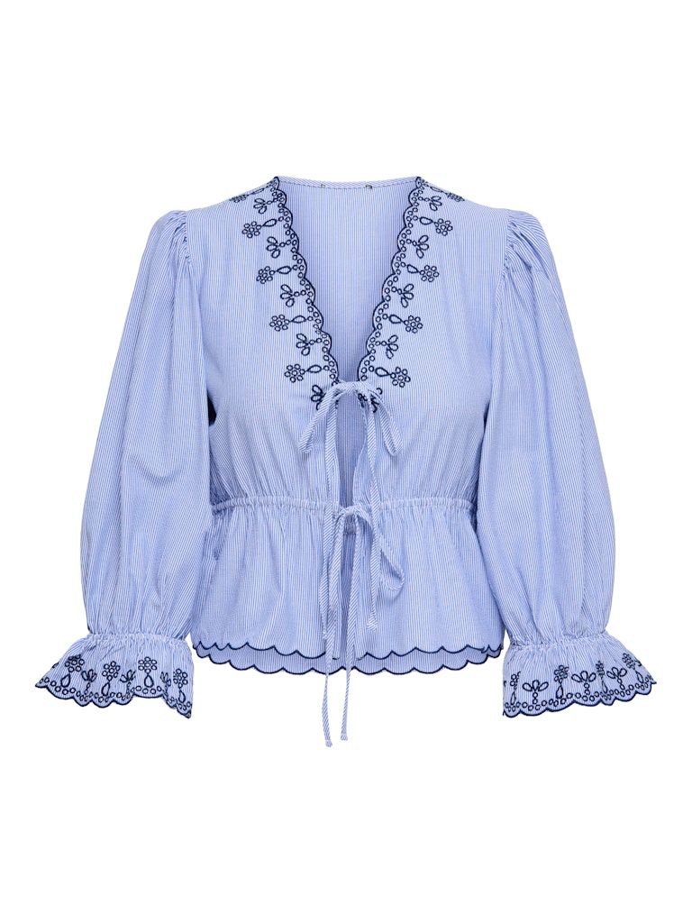 JDYSAVANNAH L/S EMB TIE TOP WVN EXP Cloud Dancer-BLUE