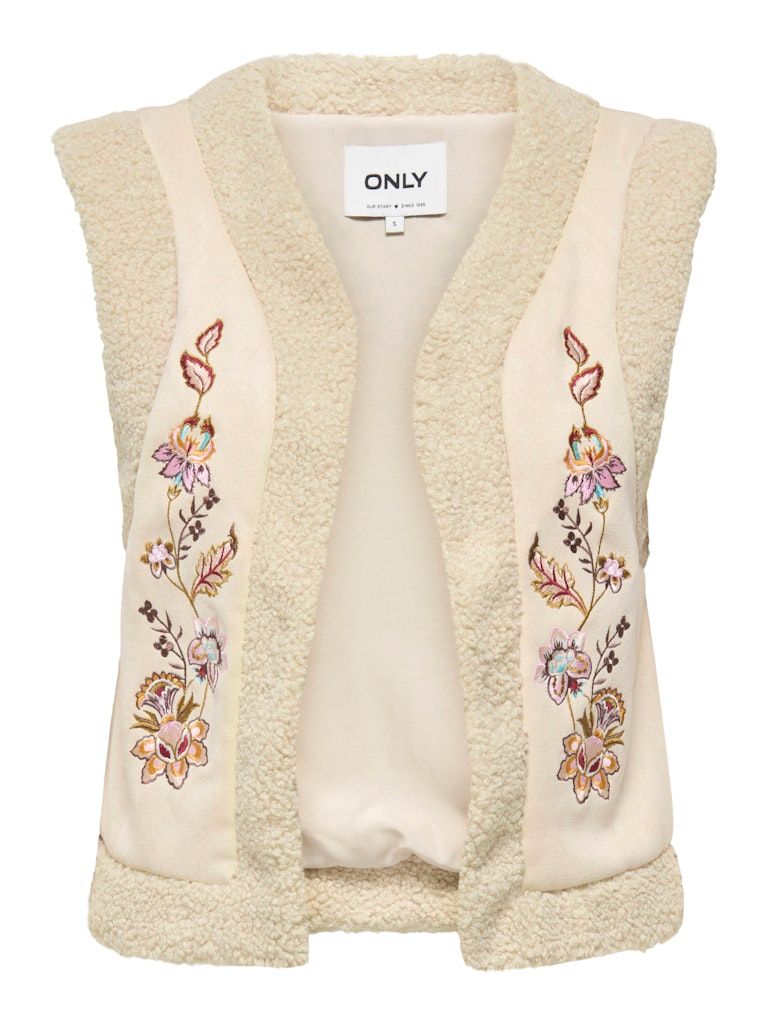 ONLFRIDA FLOWER EMB. WAISTCOAT CS OTW Pumice Stone-MULTI COLOR FLOWE