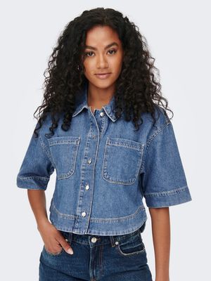 ONLCLEO LIFE SS CROP DNM SHIRT PIM NOOS Medium Blue Denim