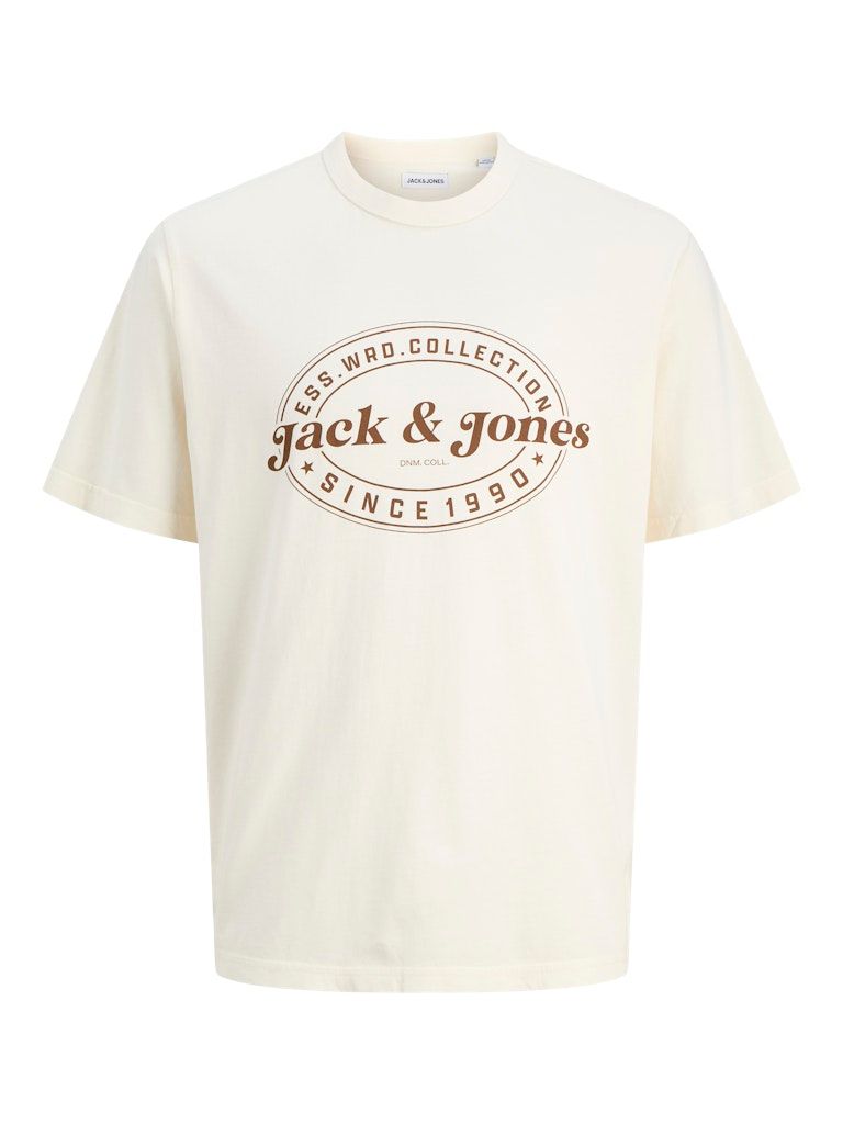 JJEDOVER PRINT TEE SS CREW NECK SN Antique White