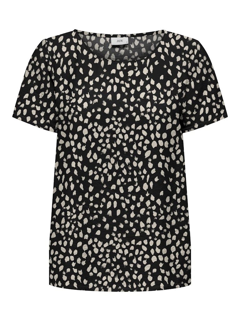 JDYTROYA LIFE S/S O-NECK TOP WVN DIA Black/04-25-29 SILVE