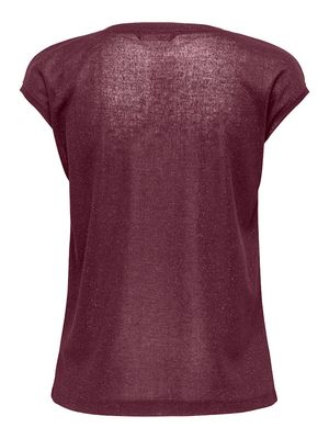 ONLSILVERY S/S V NECK LUREX TOP JRS NOOS Burgundy