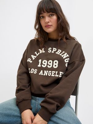 JXMERLE RLX SHORT LS CREW SWT LN Bracken/PALM SPRINGS