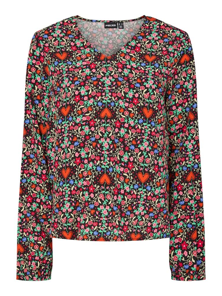 PCSOLARIS LS TOP WVN Black-Heart ditsy