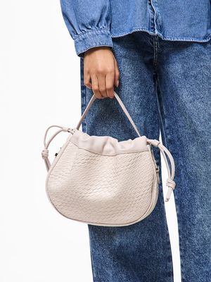 PCBALLOON LARGE BRAIDED BAG Silver Mink
