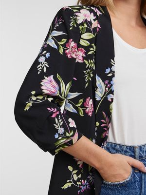 PCBOSELLA 3/4 PRINTED BLAZER NOOS BC Black/FLOWER