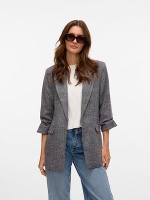 VMFRIDA 3/4 REGULAR BLAZER NOOS Black-SALT AND PEPPER