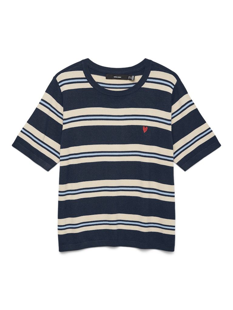 VMCARMELIA SS O-NECK PULLOVER Navy Blazer-W. ICE WATER N BIR