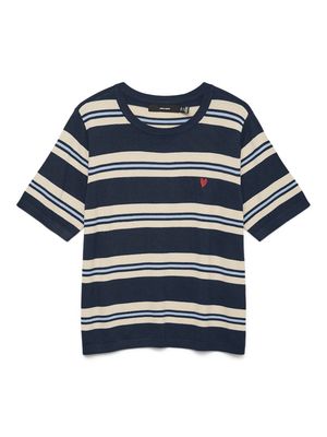 VMCARMELIA SS O-NECK PULLOVER Navy Blazer-W. ICE WATER N BIR