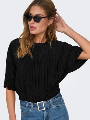 ONLRAVENNA S/S PLISSE TOP NOOS JRS Black