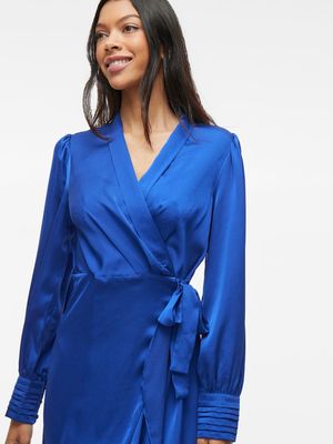 VINARIA V-NECK L/S WRAP ANKLE DRESS/DC Mazarine Blue