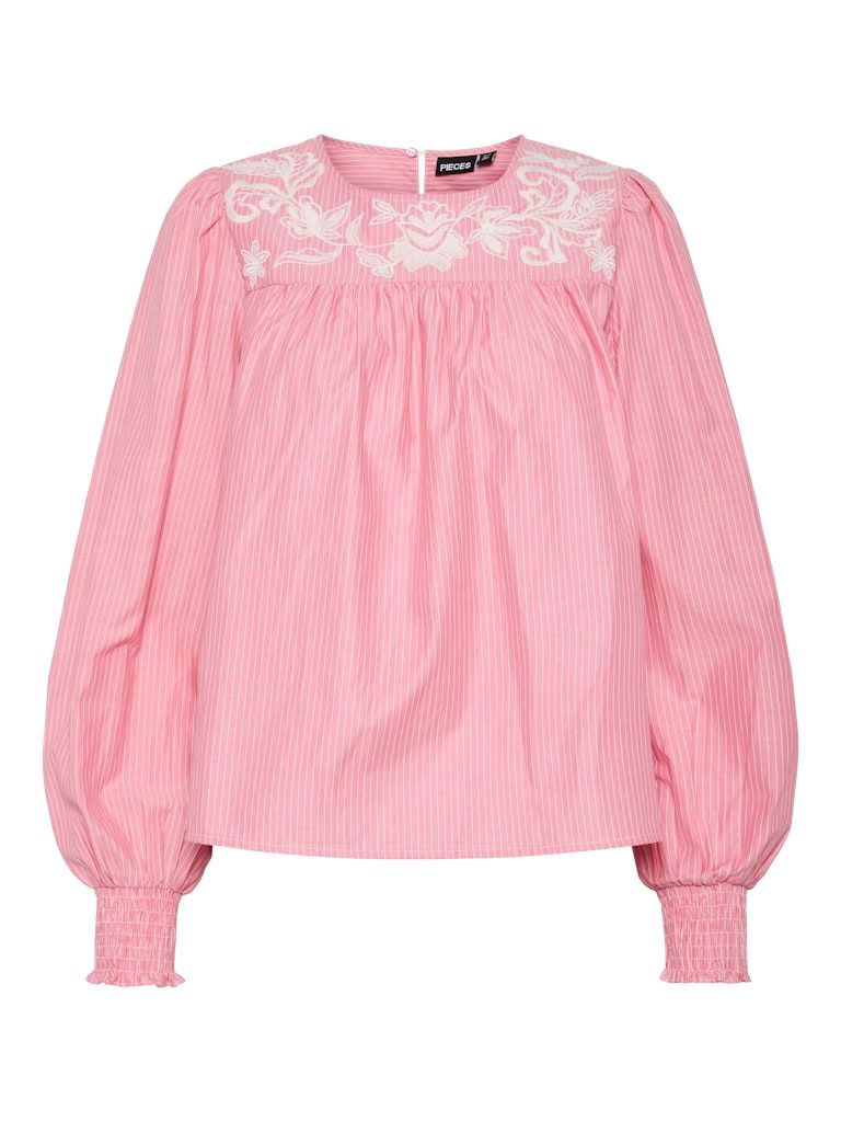 PCSARAH LS TOP WVN Pink Lemonade/Cloud