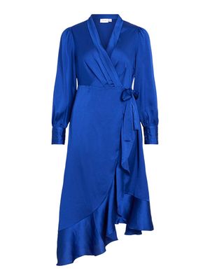 VINARIA V-NECK L/S WRAP ANKLE DRESS/DC Mazarine Blue