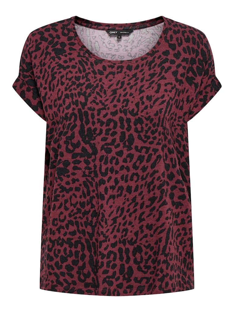 ONLMOSTER AOP S/S TOP NOOS JRS Tawny Port/LEO AOP