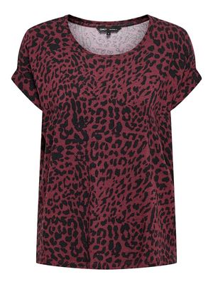 ONLMOSTER AOP S/S TOP NOOS JRS Tawny Port/LEO AOP