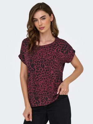 ONLMOSTER AOP S/S TOP NOOS JRS Tawny Port/LEO AOP