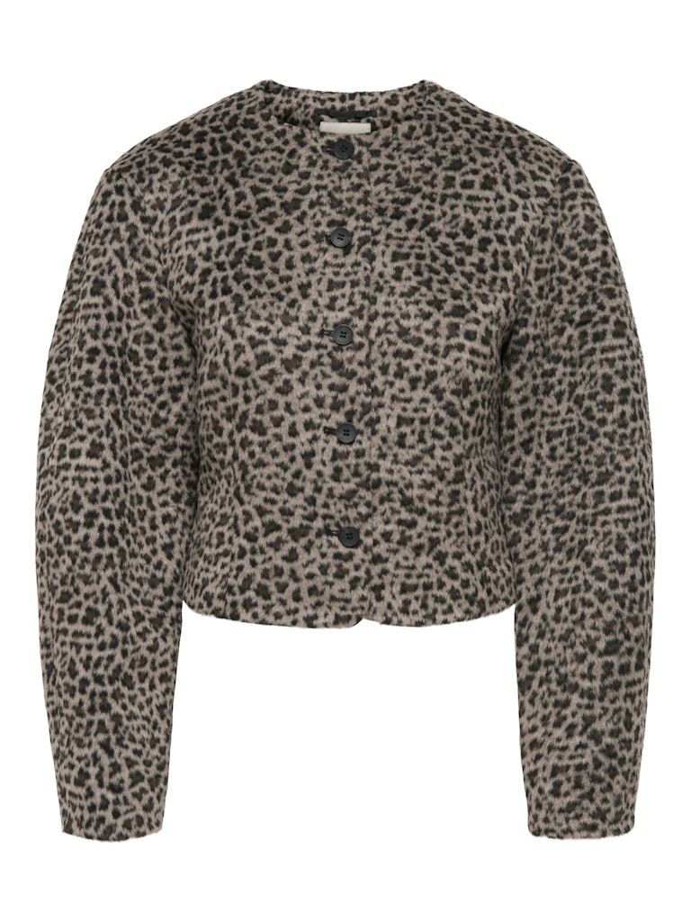 JDYMICA LEO COCOON SHORT JACKET OTW SIJ Timber Wolf-BLACK-FONDUE FUDG