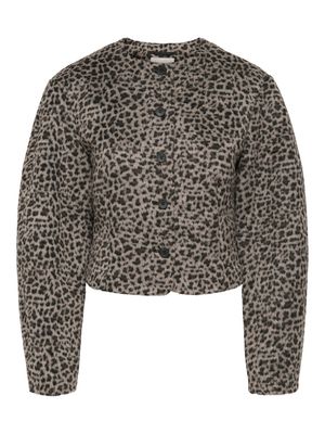 JDYMICA LEO COCOON SHORT JACKET OTW SIJ Timber Wolf-BLACK-FONDUE FUDG