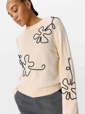 OBJLANEY RUBIN LS PULLOVER NOOS Sandshell-Black new floral