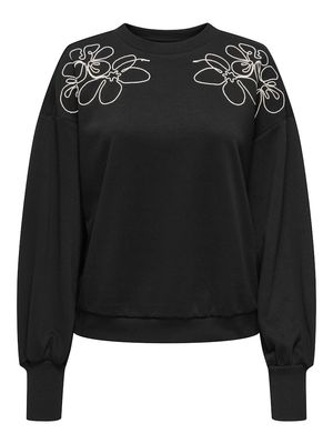 ONLBROOKE L/S O-NECK DETAIL SWT NOOS Black-Ecru draw flower