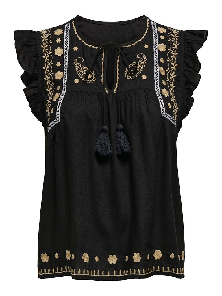PGTALLA LIFE S/L EMB TOP WVN Black/EMB