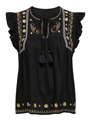 PGTALLA LIFE S/L EMB TOP WVN Black/EMB