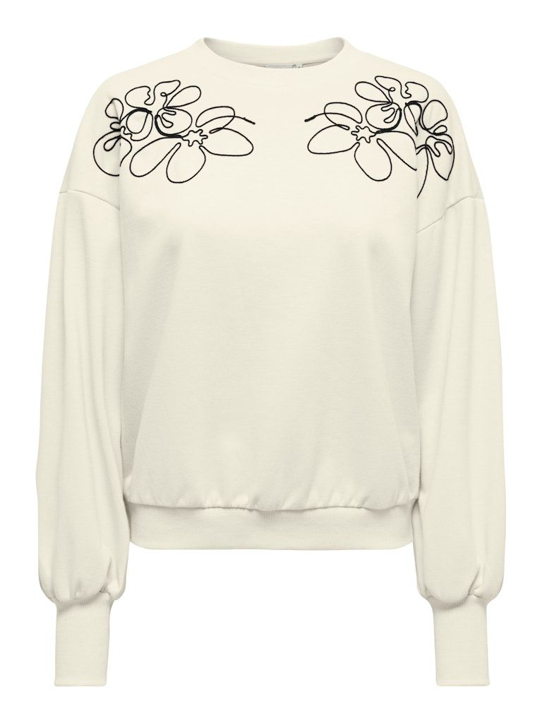 ONLBROOKE L/S O-NECK DETAIL SWT NOOS Birch-Black draw flower