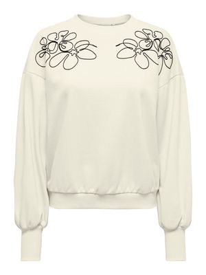 ONLBROOKE L/S O-NECK DETAIL SWT NOOS Birch-Black draw flower
