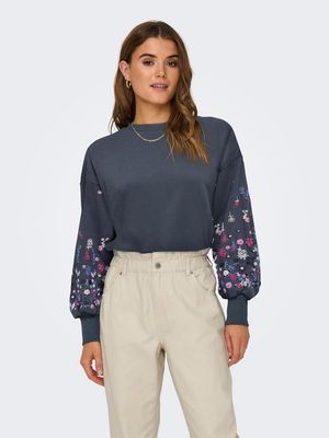 ONLBROOKE L/S O-NECK FLOWER SWT NOOS Ombre Blue-SLEEVE FLOWER PRT