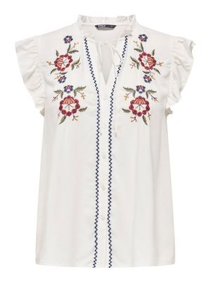 PGRIE LIFE S/L EMB TOP WVN Cloud Dancer/EMBROID