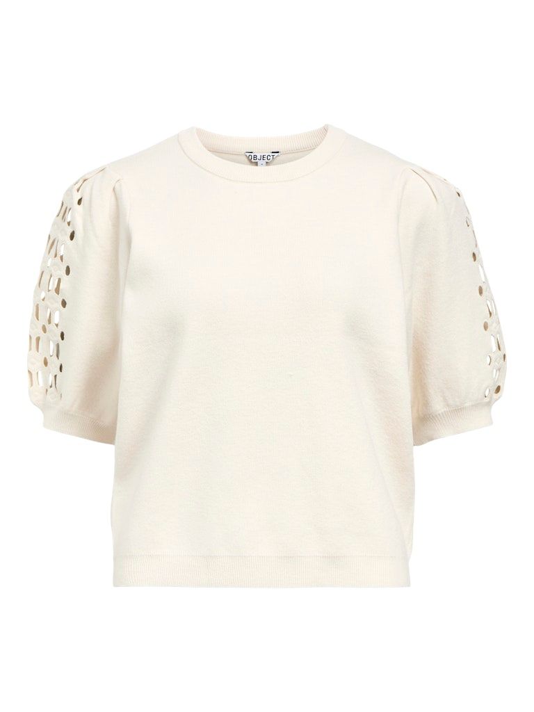 OBJYUKI S/S RE KNIT PULLOVER NOOS White Sand