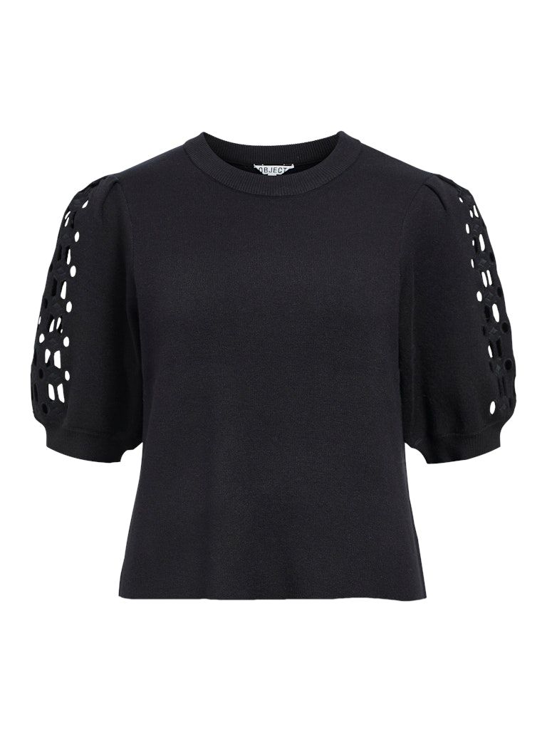 OBJYUKI S/S RE KNIT PULLOVER NOOS Black