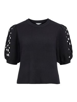 OBJYUKI S/S RE KNIT PULLOVER NOOS Black
