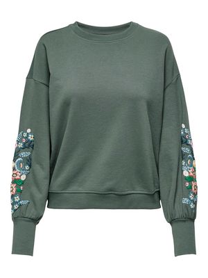 ONLBROOKE L/S O-NECK FLOWER SWT NOOS Balsam Green-Sleeve multi flo