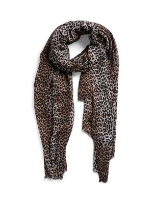 PCELFRIDA LONG SCARF NOOS BC Black-BROWN LEO