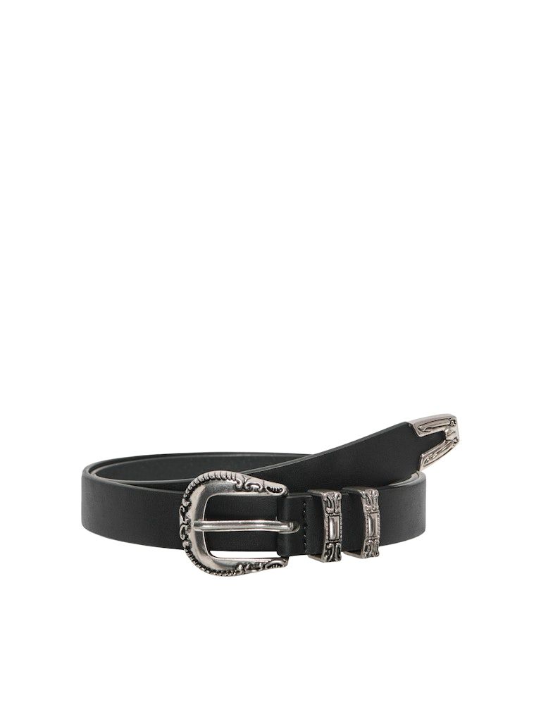 ONLEMMA WESTERN PU JEANS BELT ACC Black-ANTIQUE SILVER