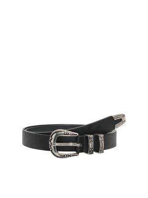 ONLEMMA WESTERN PU JEANS BELT ACC Black-ANTIQUE SILVER