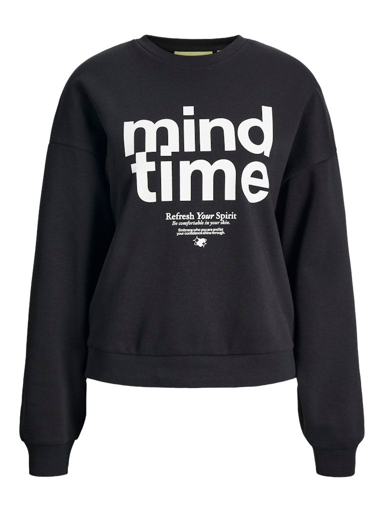 JXMIMI RLX LS PRINT CREW SWT Black-Mind time