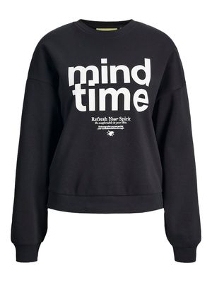 JXMIMI RLX LS PRINT CREW SWT Black-Mind time