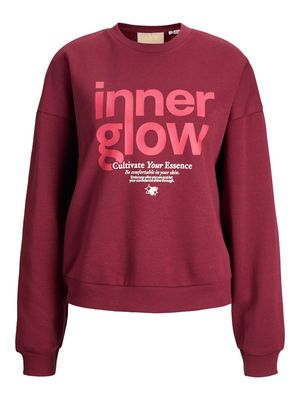 JXMIMI RLX LS PRINT CREW SWT Cabernet/Inner glow