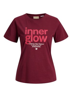 JXMIMI SS PRINT TEE JRS Cabernet-Inner Glow