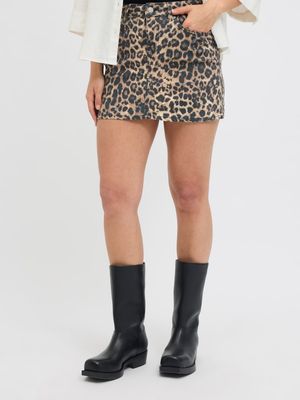 JXSARAH MW SKIRT PNT SN Cornstalk/Leopard