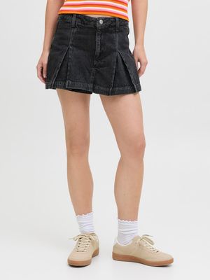 JXBLOOM PLEATED HW DENIM SKORT DNM LN Grey Denim