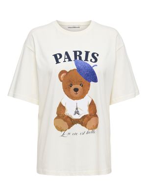 PGTEDDY BEAR LIFE S/S TEE JRS Cloud Dancer/BLUE HA