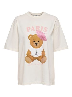 PGTEDDY BEAR LIFE S/S TEE JRS Cloud Dancer/PINK HA