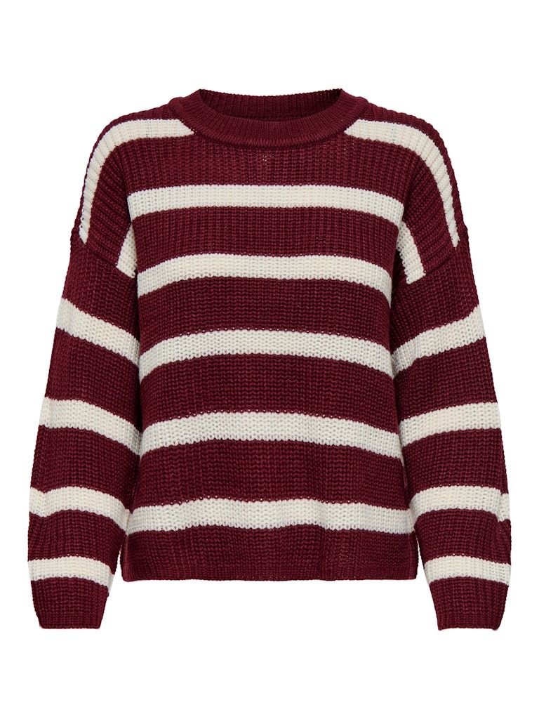 JDYJUSTY L/S STRIPE PULLOVER KNT NOOS Cabernet/EGGNOG