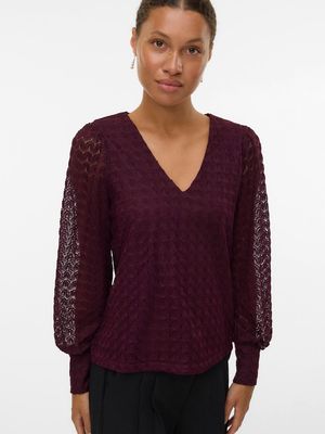 VMBECCA LS V-NECK LACE TOP JRS NOOS Winetasting