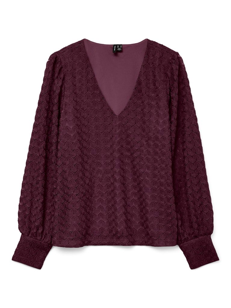 VMBECCA LS V-NECK LACE TOP JRS NOOS Winetasting