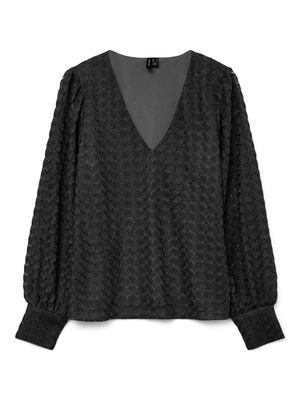 VMBECCA LS V-NECK LACE TOP JRS NOOS Black